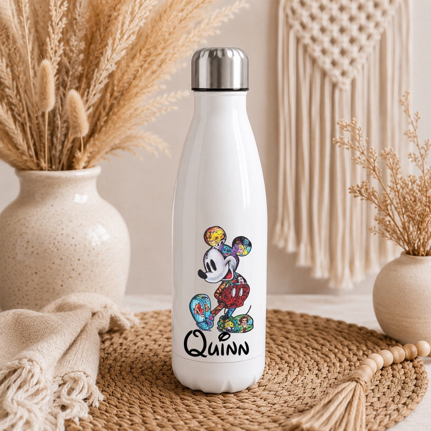 Personalised Mickey Mouse Water Bottle | Custom Drinks Bottle | Name Water Bottle | Reusable Bottle | School Water Bottle | Gym Bottle | Gift for Kids & Adults