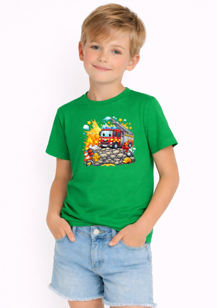 Fire Truck Kids T-Shirt – Cute Fire Engine Graphic Tee for Boys
