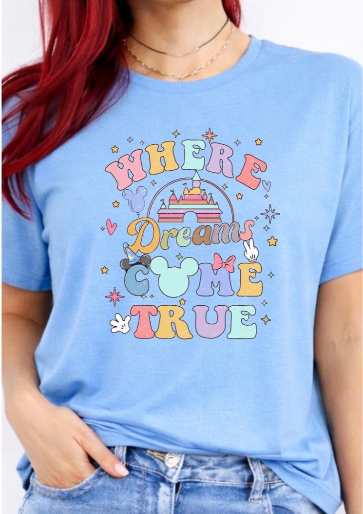 Where Dreams Come True Castle Graphic T-Shirt – Magical Theme Park Inspired Tee