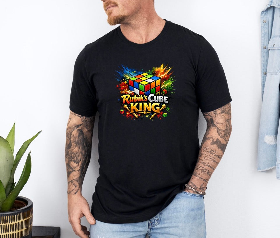 Rubik’s Cube King Graphic T-Shirt – Puzzle Lover Unisex Tee | Colorful Cube Gamer Shirt