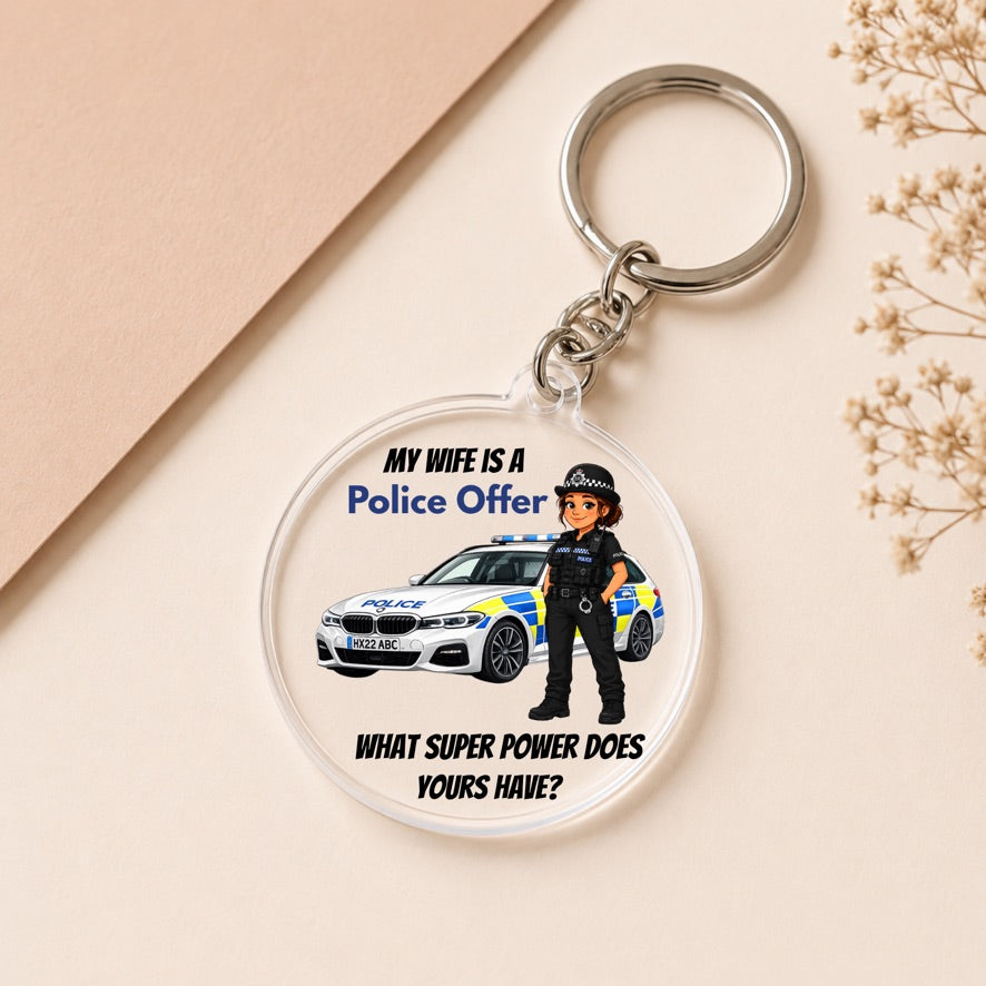 My Wife Is a Police Officer Keyring | Police Husband Gift | Police Family Keychain | Acrylic Keyring | Police Appreciation Gift | Emergency Services Gift
