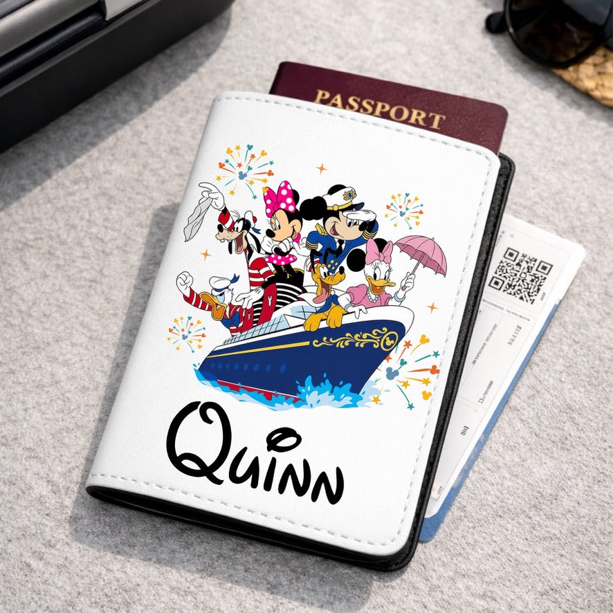 Personalised Mickey Gang Cruise Boat Disney Passport Cover | Family Holiday Passport Holder | Custom Travel Wallet | Magical Holiday Gift | Personalised Passport Cover