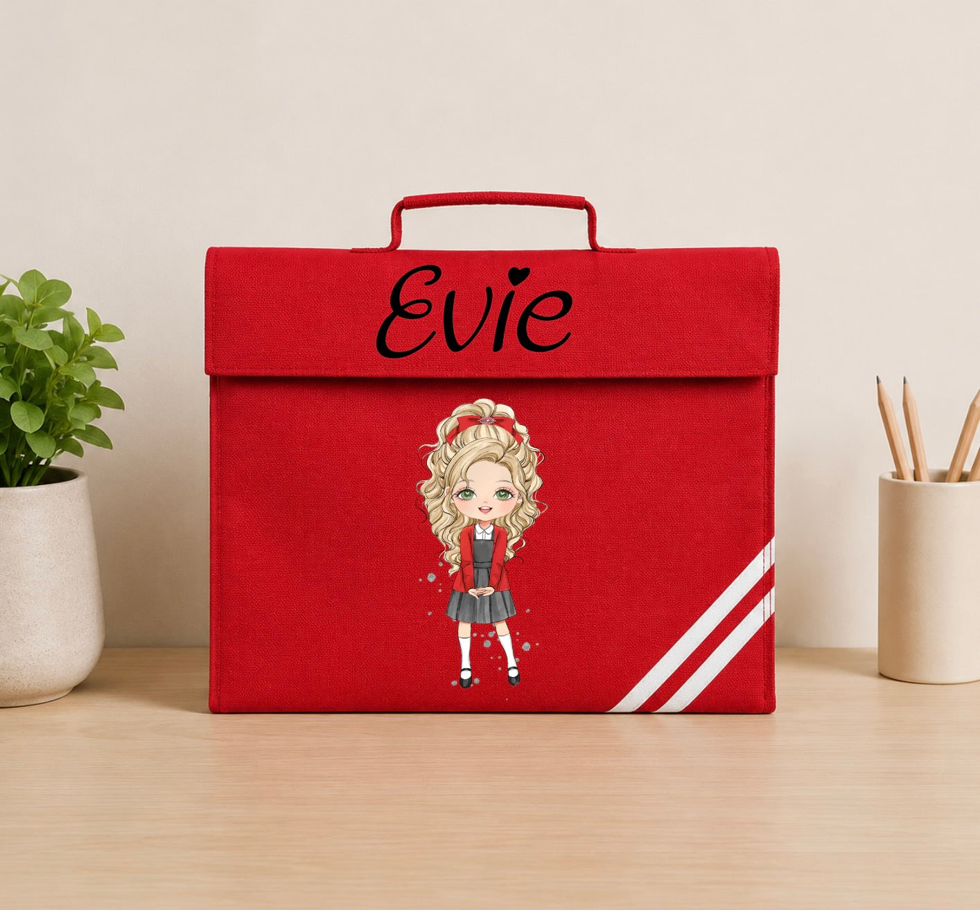 Personalised School Girl Book Bag – Custom Chibi Design 🎒✨