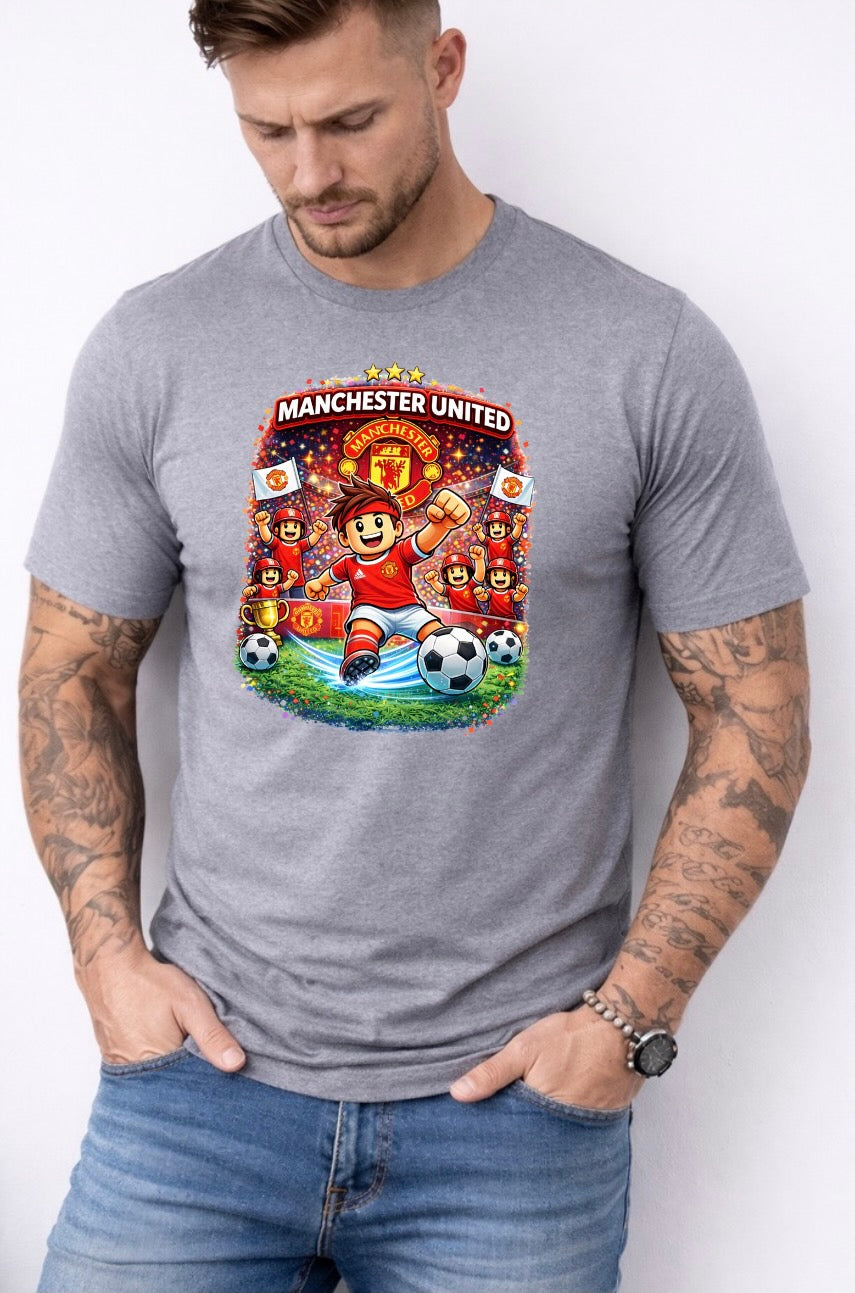 Manchester United Football Fan Graphic T-Shirt – Cartoon Soccer Supporter Unisex Tee - Match Day Shirt