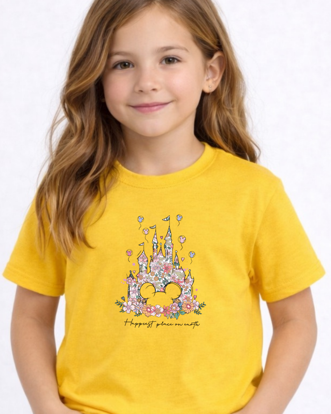 Flower Castle Happiest Place On Earth Disney Kids T-Shirt | Disney Everyday Tee | Disney Outfit