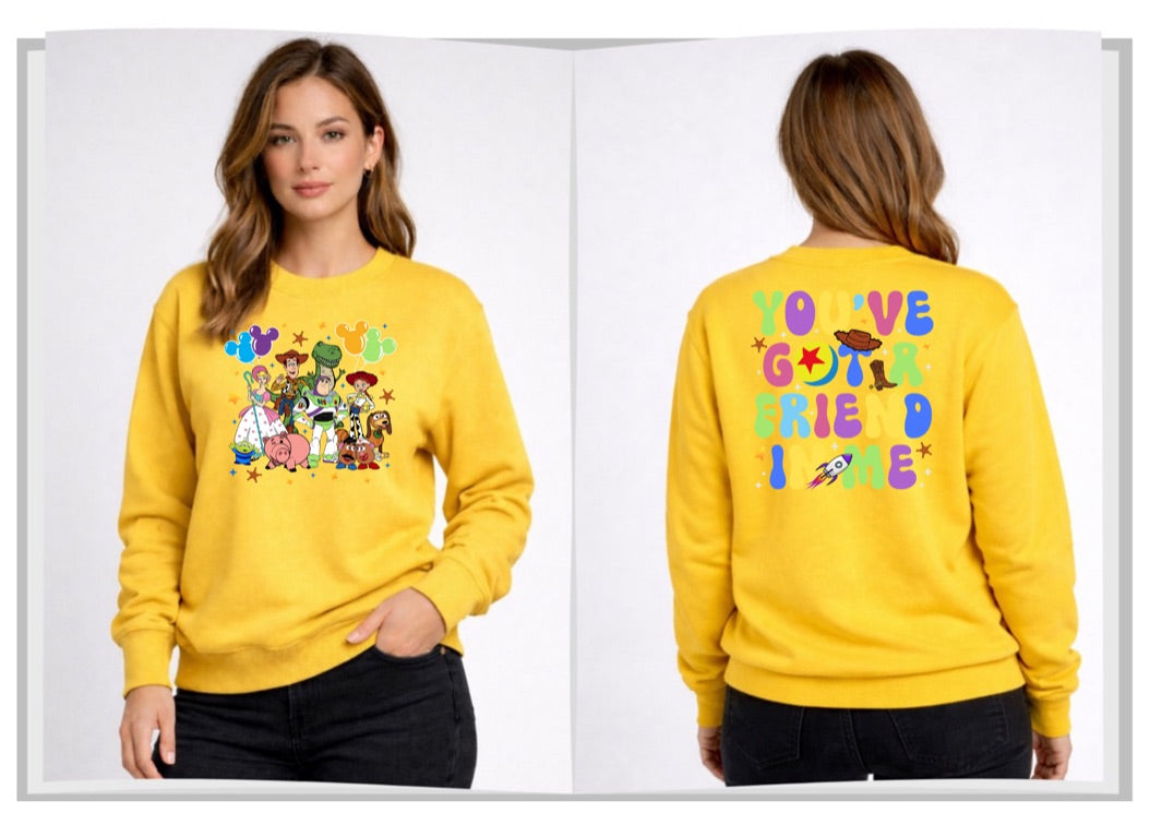 Toy Story You're Got A Friend In Me Disney Sweatshirt – Cozy Graphic Crewneck, Unisex Disney Style Jumper
