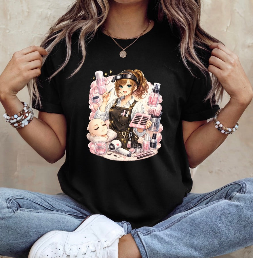 Cute Anime Esthetician Graphic T-Shirt – Lash Tech Girl Tee | Soft Cotton Unisex Shirt