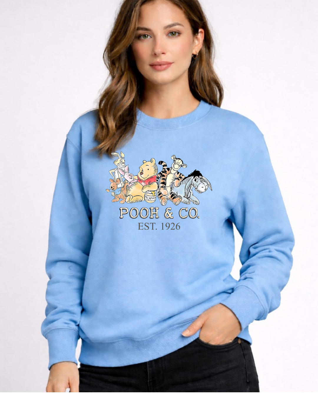 Pooh & Co Disney Sweatshirt – Cozy Graphic Crewneck, Unisex Disney Style Jumper