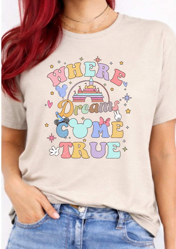 Where Dreams Come True Castle Graphic T-Shirt – Magical Theme Park Inspired Tee
