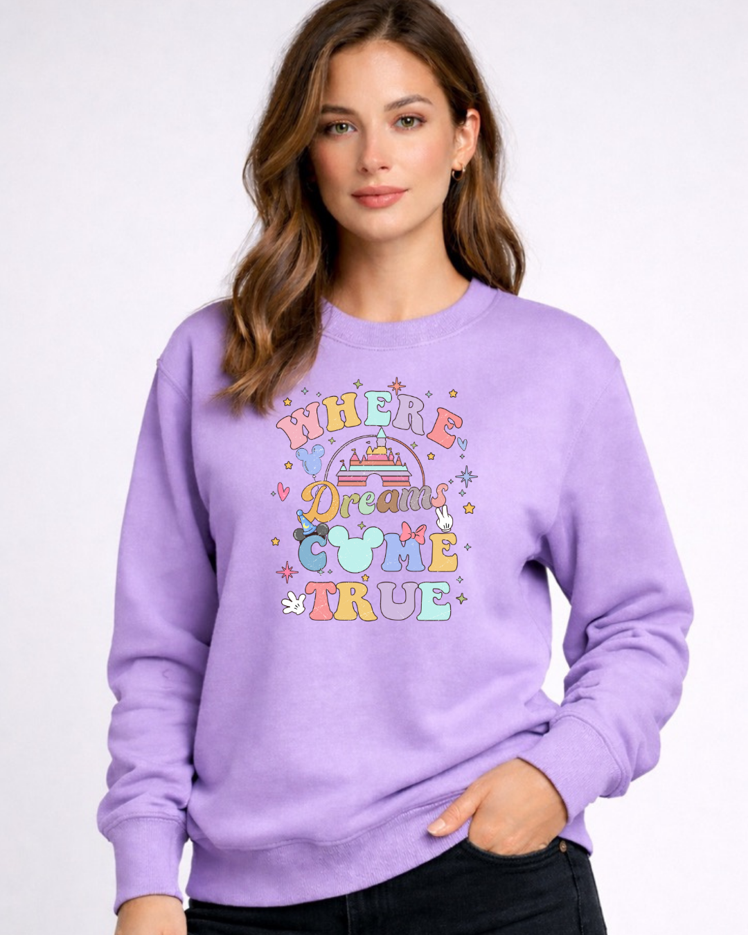 Where Dreams Come True Disney Sweatshirt – Cozy Graphic Crewneck, Unisex Disney Style Jumper