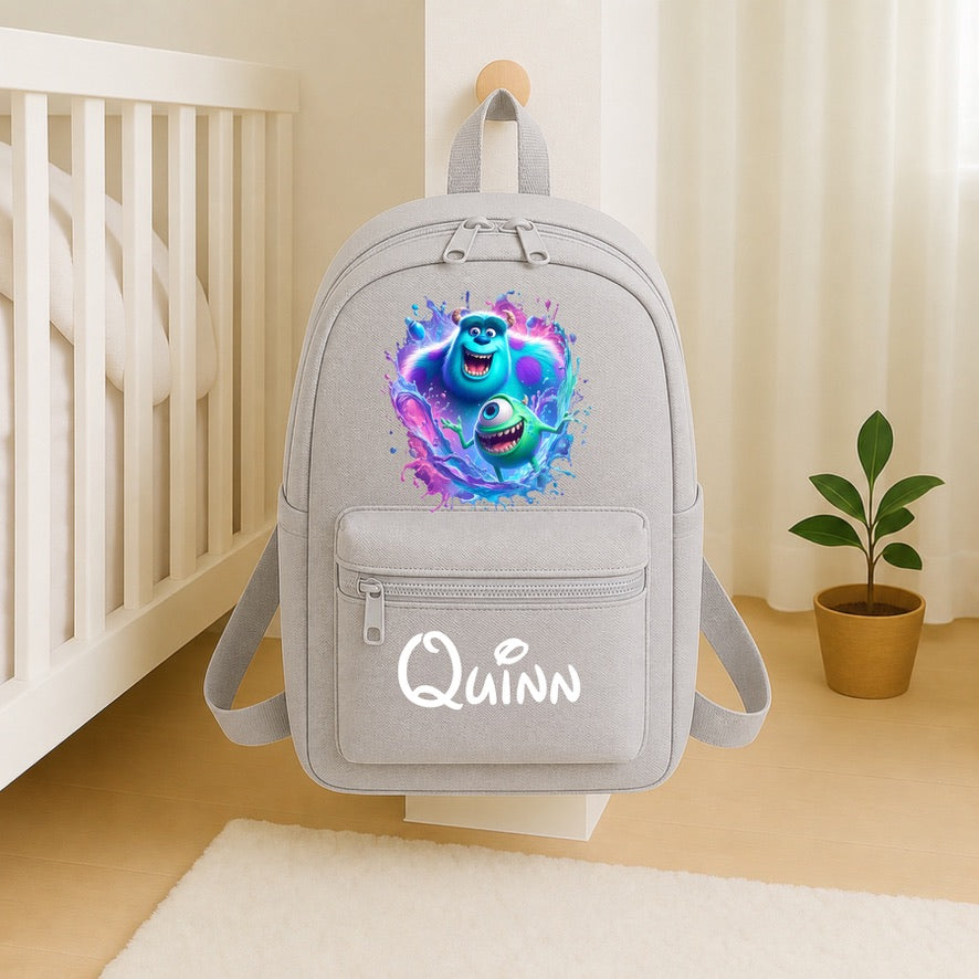 Personalised Mick & Scully Backpack – Custom Name School Bag | Kids Nursery Backpack | Personalised Children's Rucksack | Travel Bag | Gift for Boys & Girls