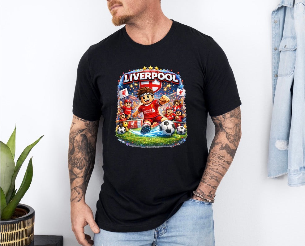 Liverpool Football Fan Graphic T-Shirt – Cartoon Soccer Supporter Unisex Tee - Match Day Shirt