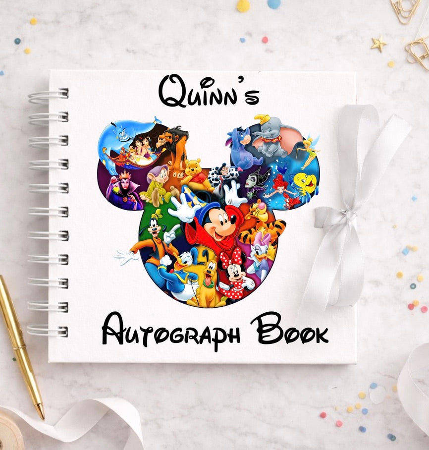 Personalised Fantasia Mickey Disney Autograph Book, Personalised Disney World Trip, Gift For Disney Trip, Disney World Autograph Book