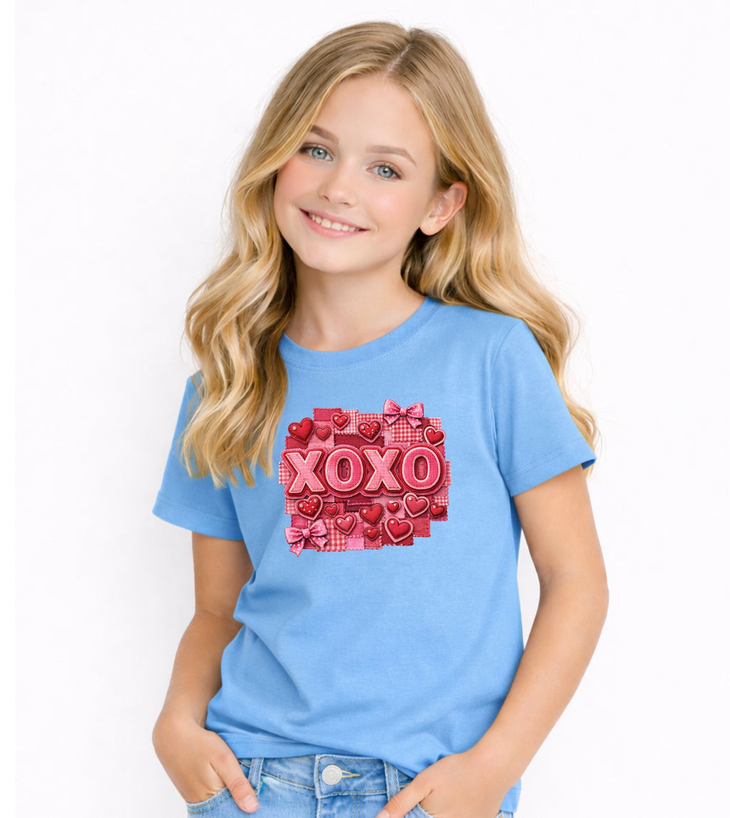 XOXO Kids Graphic T-Shirt – Cute Heart Design Girls Tee, Soft Cotton Youth Top