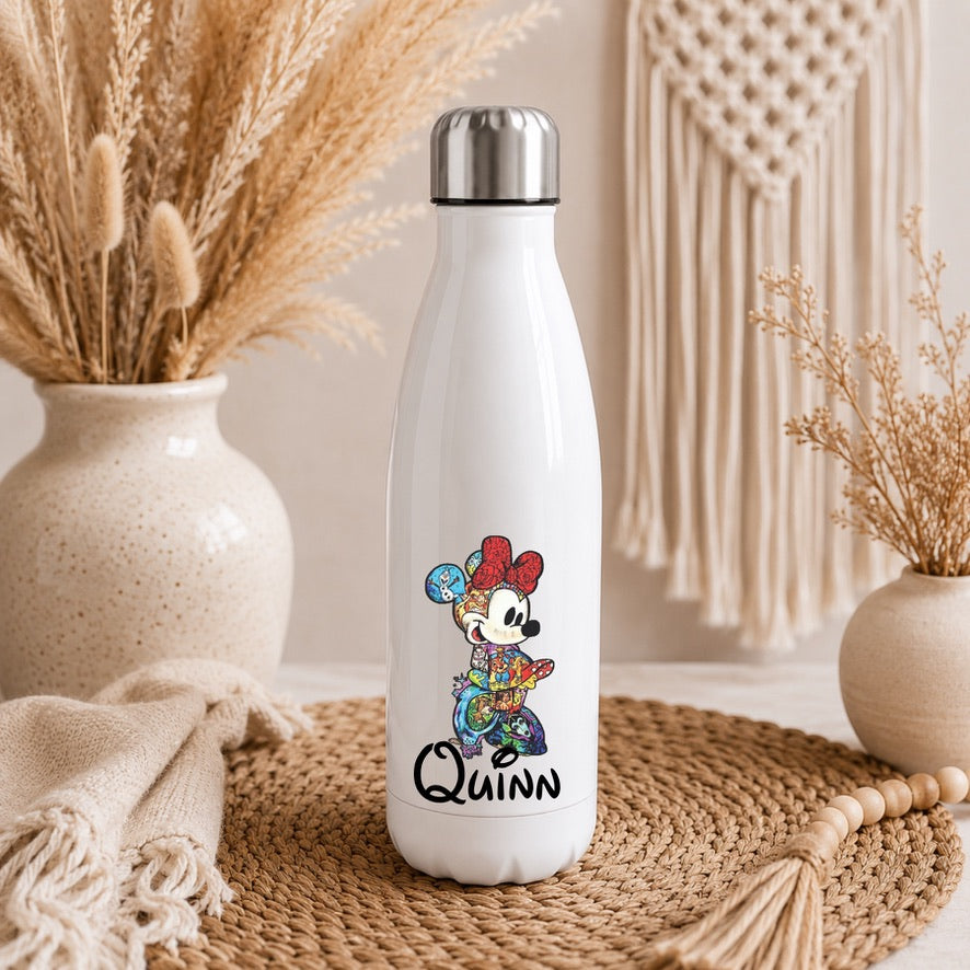 Personalised Minnie Mouse Water Bottle | Custom Drinks Bottle | Name Water Bottle | Reusable Bottle | School Water Bottle | Gym Bottle | Gift for Kids & Adults