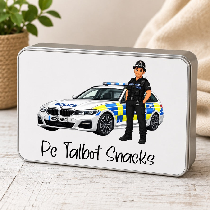 Personalised Police Officer Snack Tin | Custom Police Treat Tin | Police Gift | Personalised Biscuit Tin | Police Officer Storage Tin | Gift for Police Officer