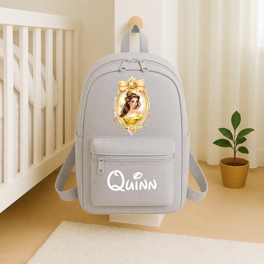 Personalised Belle Mirror Backpack – Custom Name School Bag | Kids Nursery Backpack | Personalised Children's Rucksack | Travel Bag | Gift for Boys & Girls