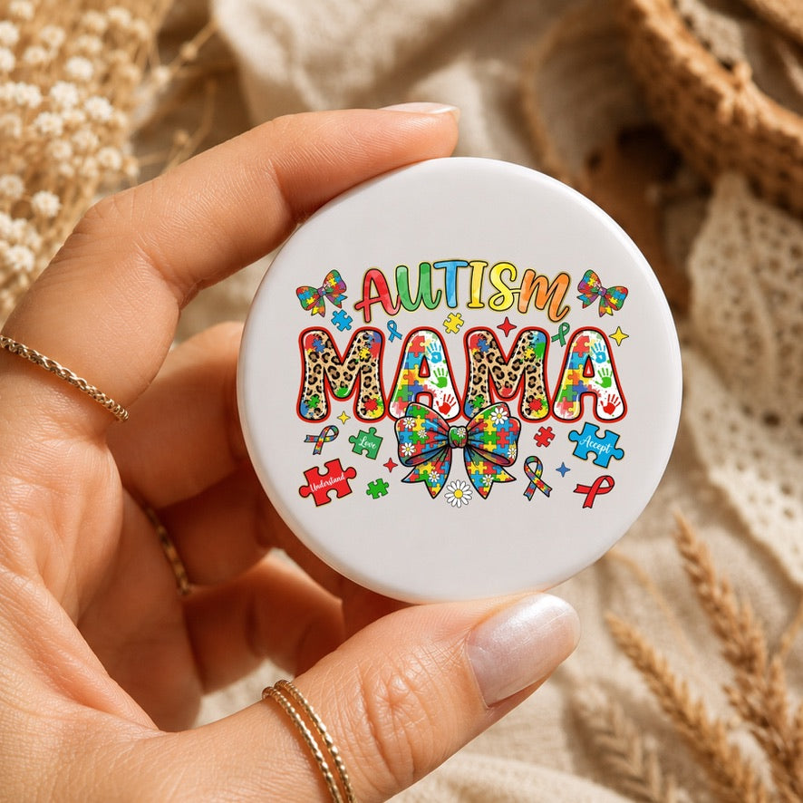 Autism Mama Badge | Autism Awareness Pin Badge | Neurodiversity Button Badge | Autism Mum Gift | Acceptance & Inclusion Badge