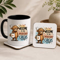 Welcome to the Workday Circus Mug & Coaster Set | Funny Highland Cow Mug | Office Coffee Mug | Work Gift for Colleagues | Humorous Desk Mug & Coaster