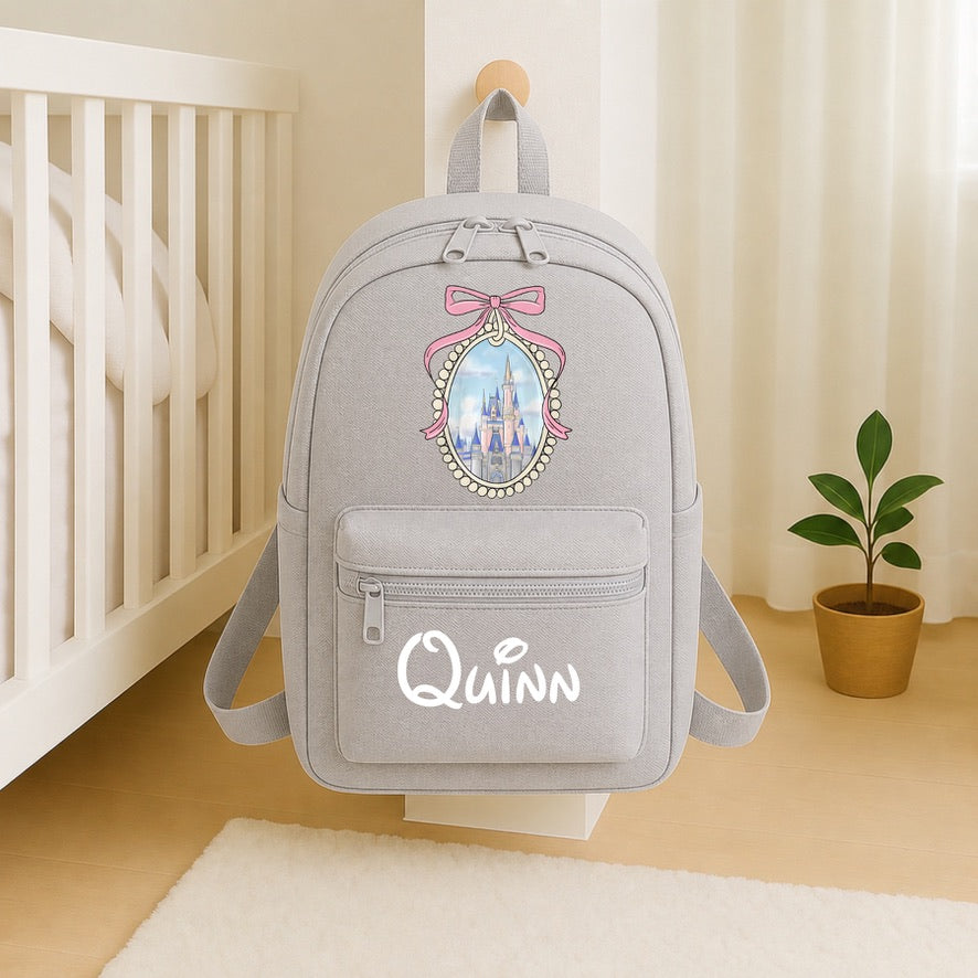 Personalised Magic Kingdom Backpack – Custom Name School Bag | Kids Nursery Backpack | Personalised Children's Rucksack | Travel Bag | Gift for Boys & Girls