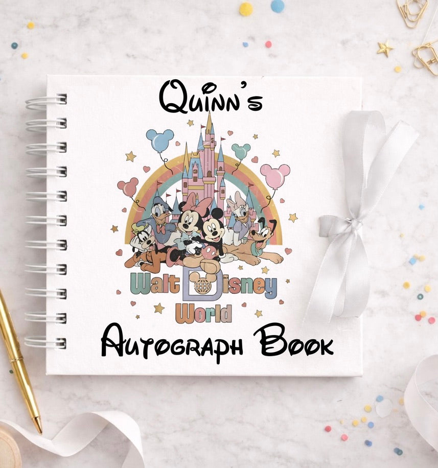 Personalised Disney World Castle Disney Autograph Book, Personalised Disney World Trip, Gift For Disney Trip, Disney World Autograph Book
