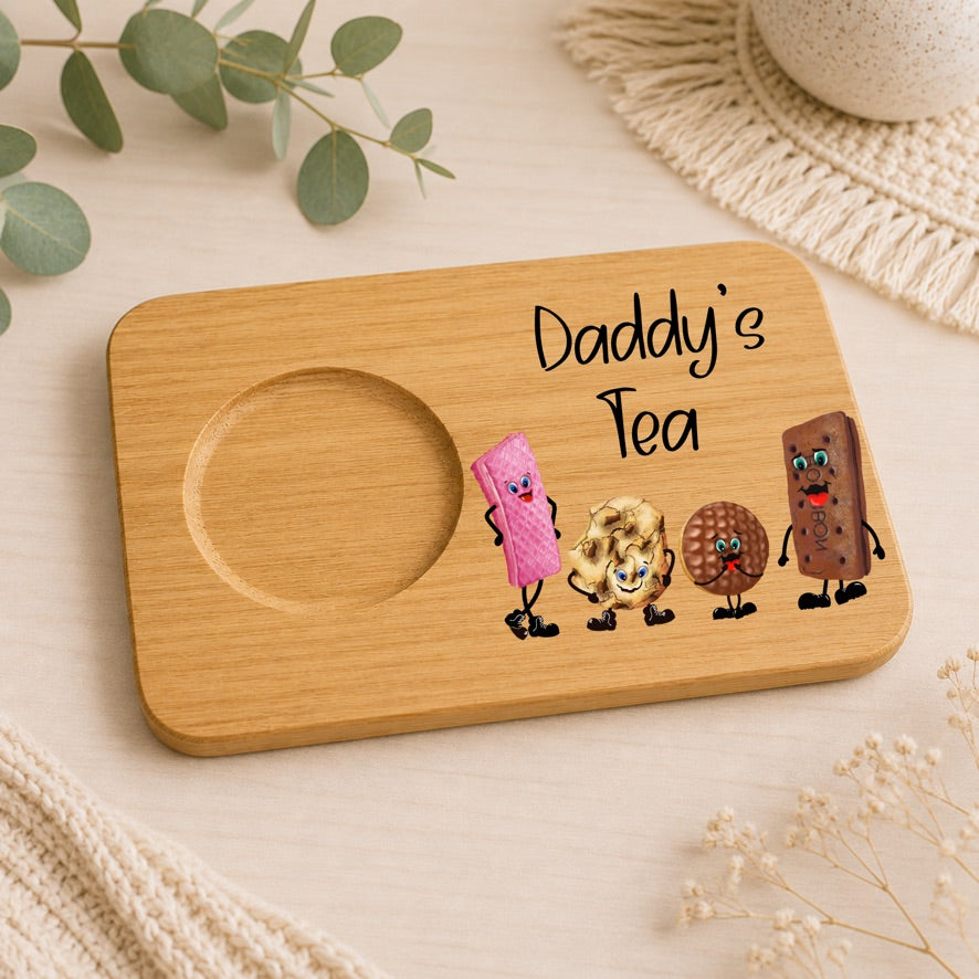 Personalised Daddy's Tea & Biscuit Board | Custom Dad Tea Board | Funny Biscuit Lover Gift | Father's Day Gift | Bamboo Tea Board | Personalised Dad Gift