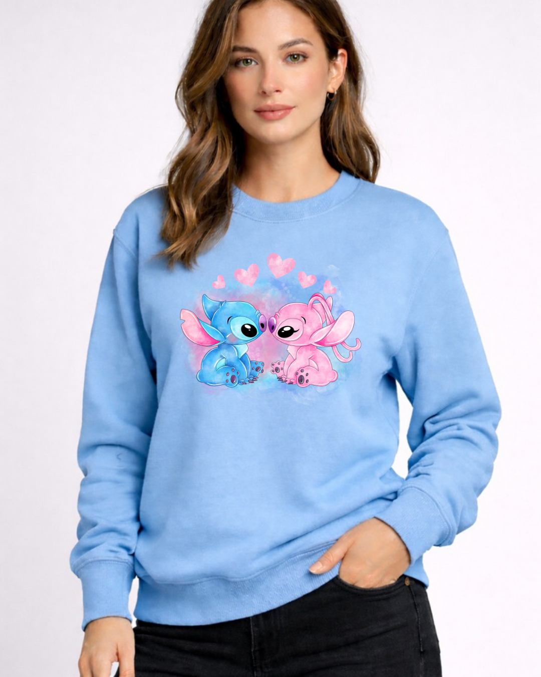 Stitch & Angel Disney Sweatshirt – Cozy Graphic Crewneck, Unisex Disney Style Jumper