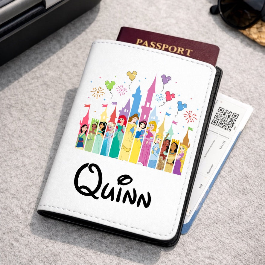 Personalised Princess Castle Disney Passport Cover | Family Holiday Passport Holder | Custom Travel Wallet | Magical Holiday Gift | Personalised Passport Cover