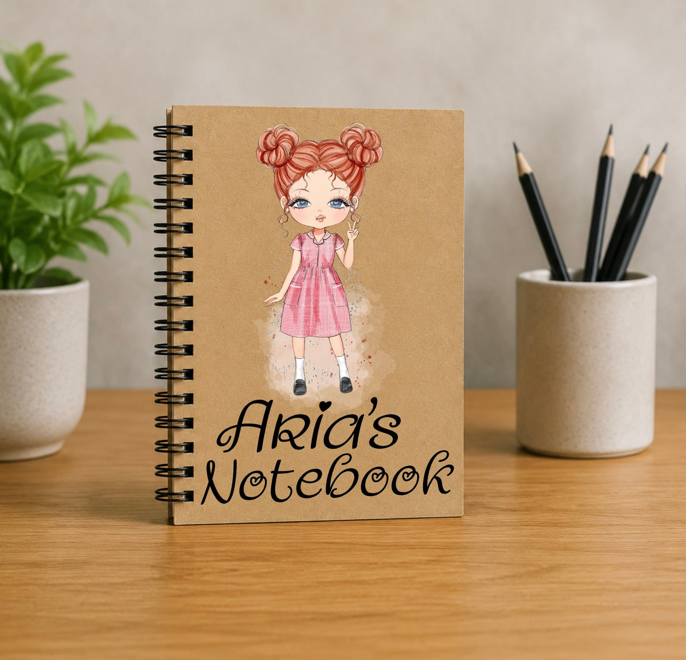 Personalised Summer Dress School Girl Notebook