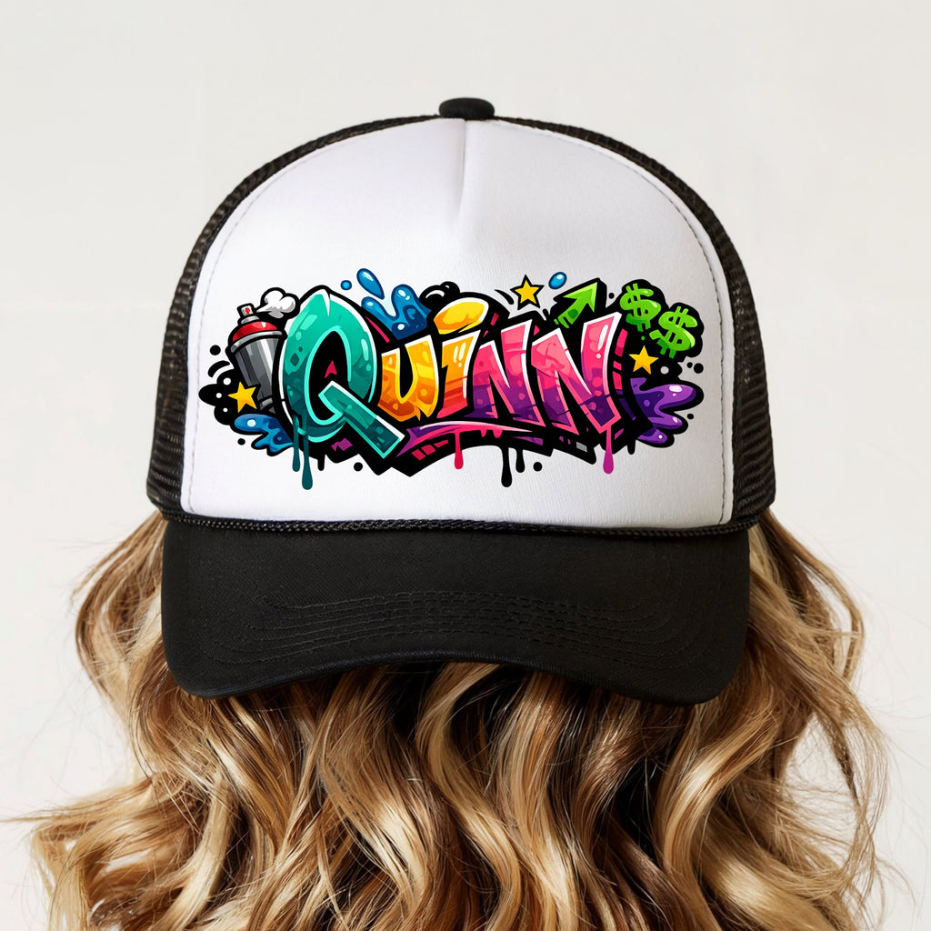 Personalised Kids Name Trucker Cap | Custom Graffiti Baseball Hat