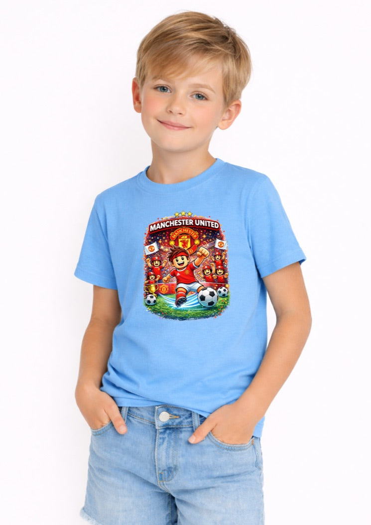 Manchester Football Kids T-Shirt – Red Soccer Fan Graphic Tee for Boys