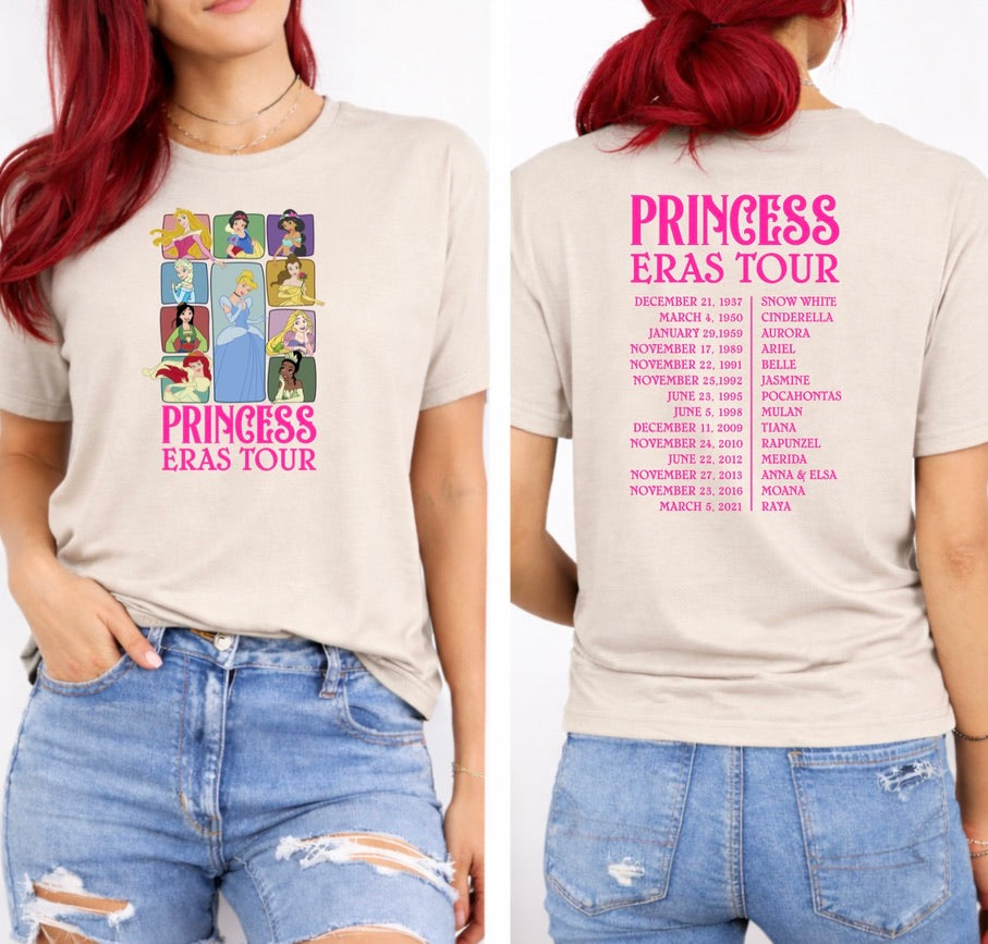 Princess Eras Tour Front & Back Graphic T-Shirt – Fairytale Character Tribute Tee