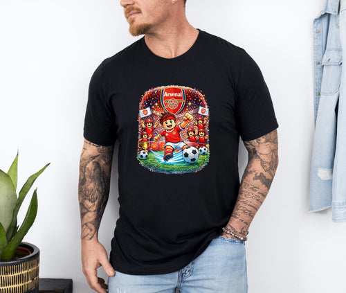 Arsenal Football Fan Graphic T-Shirt – Cartoon Soccer Supporter Unisex Tee-| Match Day Shirt