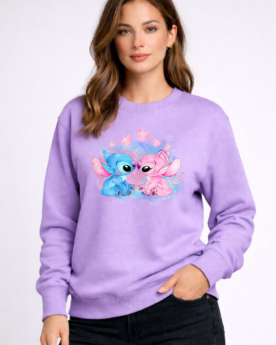 Stitch & Angel Disney Sweatshirt – Cozy Graphic Crewneck, Unisex Disney Style Jumper