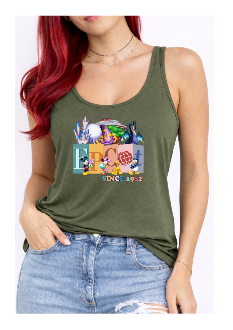 Epcot Disney Vest Top, Disney Tank Top Women, Disney World Outfit, Disney Holiday Shirt, Theme Park Outfit, Cute Disney