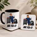 Mr Fix-It Mechanic Mug & Coaster Gift Set | Mechanic Gift | Garage Mug | Car Mechanic Gift