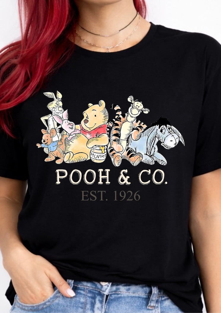 Pooh & Co. Est. 1926 Vintage Cartoon Bear Graphic T-Shirt – Classic Friends Tee