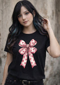 Pink Heart Bow Graphic T-Shirt – Coquette Aesthetic Unisex Tee - Soft Cotton Everyday Shirt