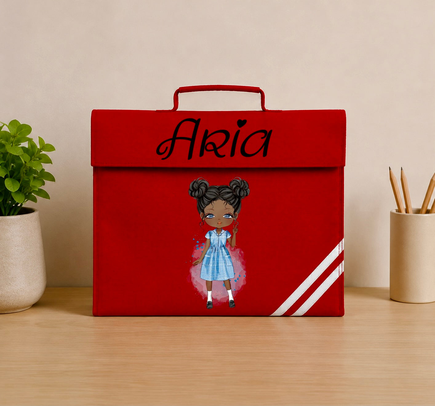 Personalised Summer Dress School Girl Book Bag – Custom Chibi Design 🎒✨