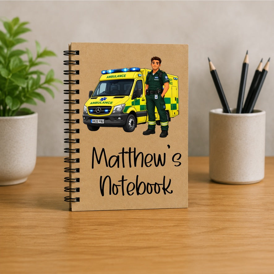 Personalised Paramedic Notebook | Custom Ambulance Journal | EMT Spiral Notebook | Gift for Paramedics & First Responders | Personalised A5 Notebook