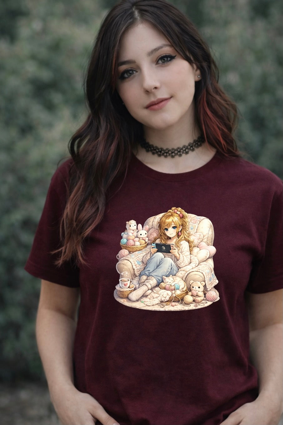 Cozy Anime Gamer Girl Graphic T-Shirt – Unisex Everyday Tee - Soft Cotton Gamer Shirt