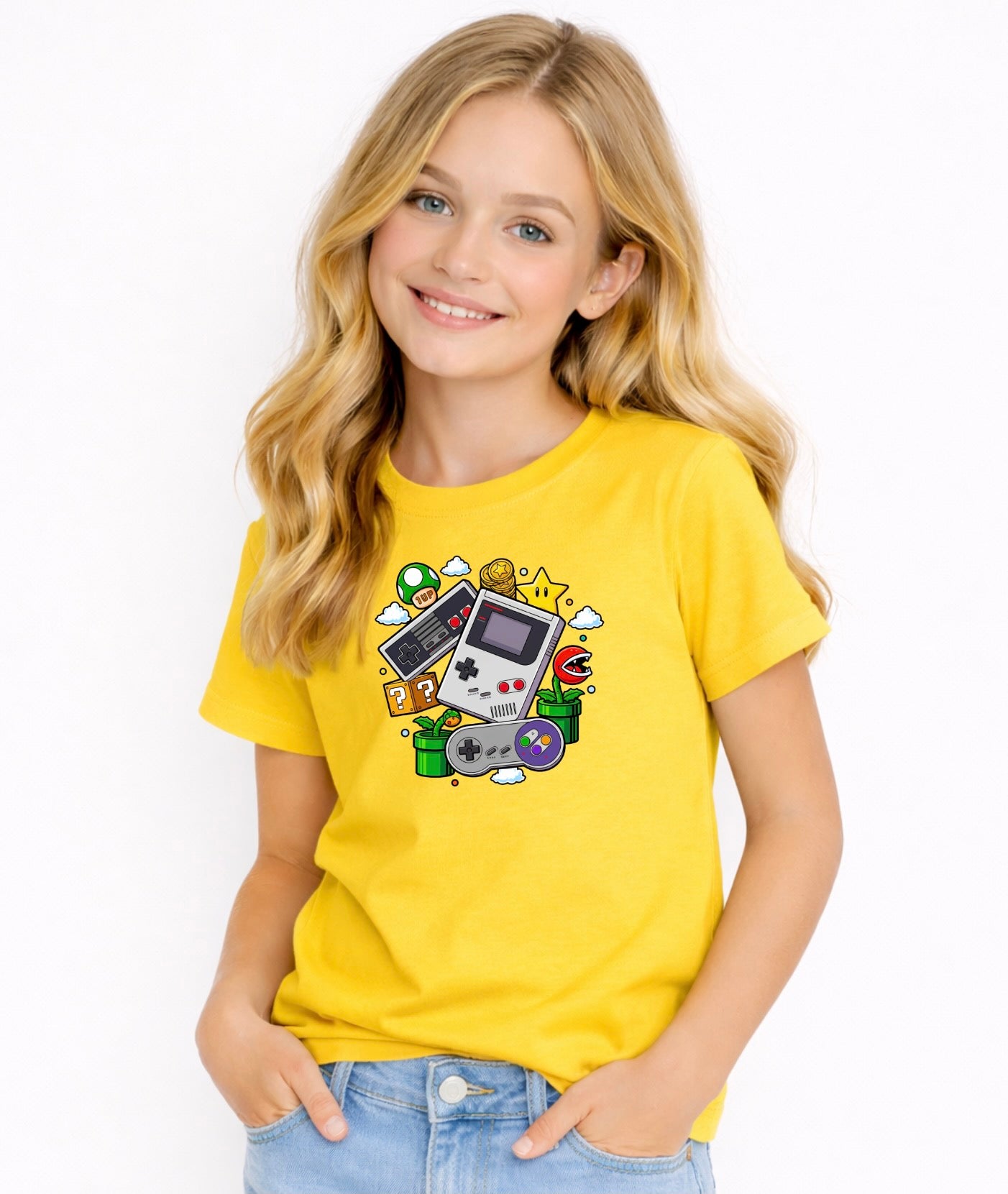 Kids Retro Gamer Graphic T-Shirt – Classic Video Game Console Design, Fun Gaming Tee for Boys & Girls