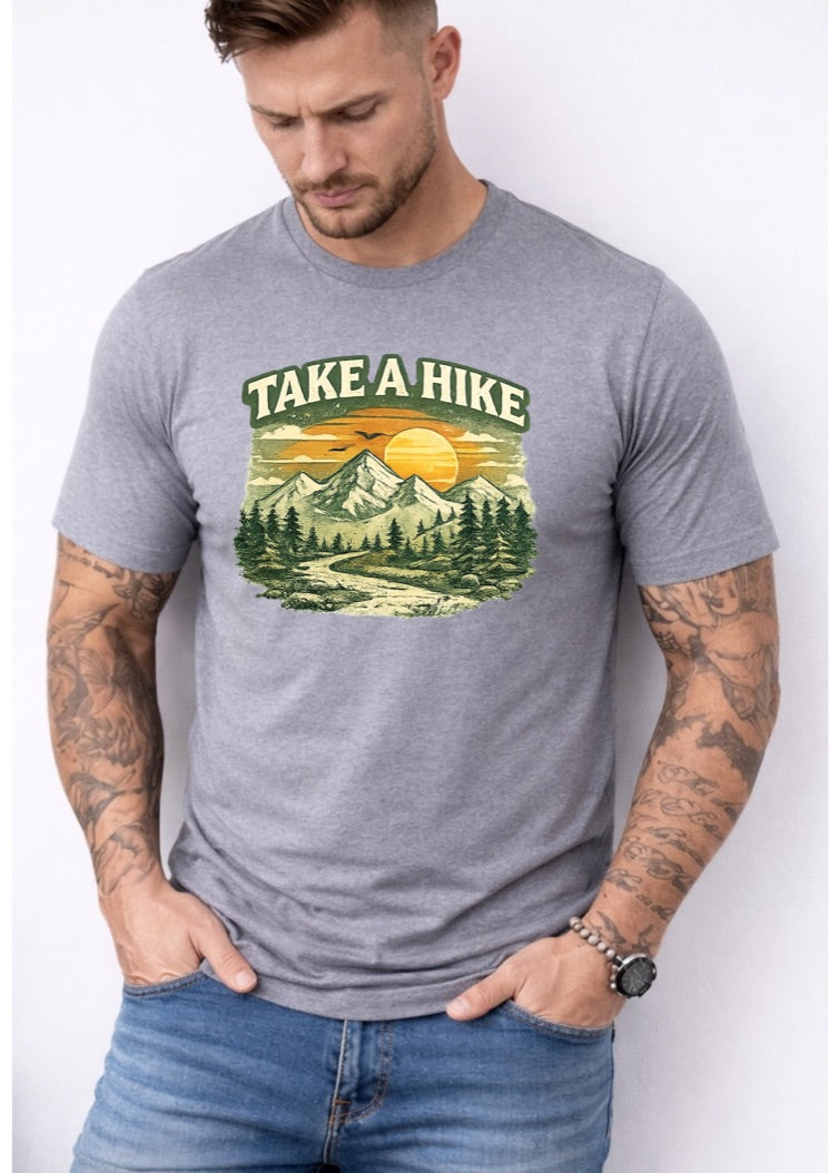 Take A Hike Mountain Graphic T-Shirt – Vintage Nature Hiking Tee – Outdoor Adventure Shirt