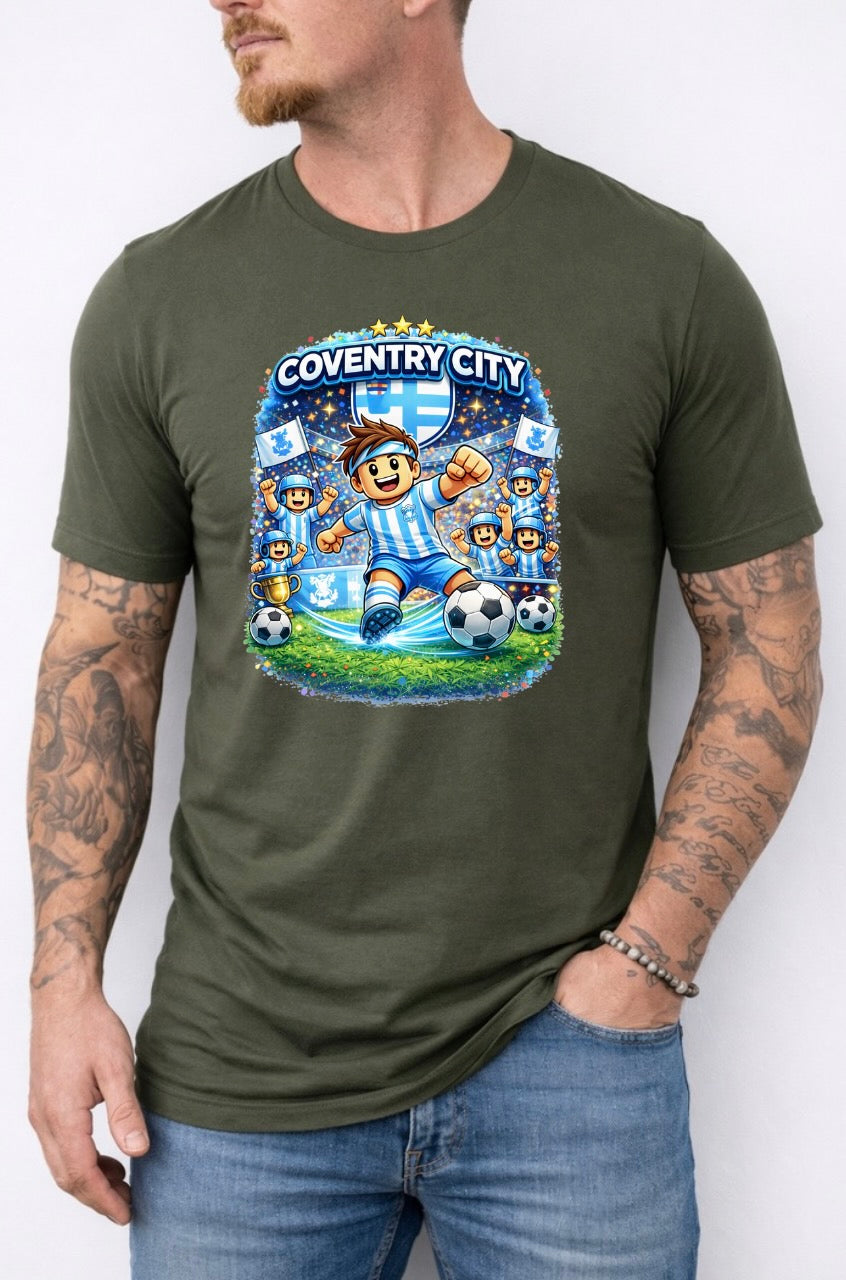 Coventry City Football Fan Graphic T-Shirt – Cartoon Soccer Supporter Unisex Tee - Match Day Shirt