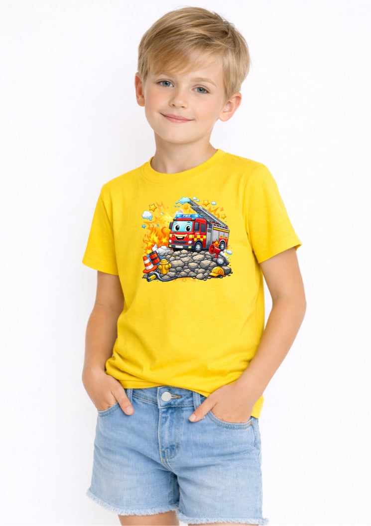 Fire Truck Kids T-Shirt – Cute Fire Engine Graphic Tee for Boys
