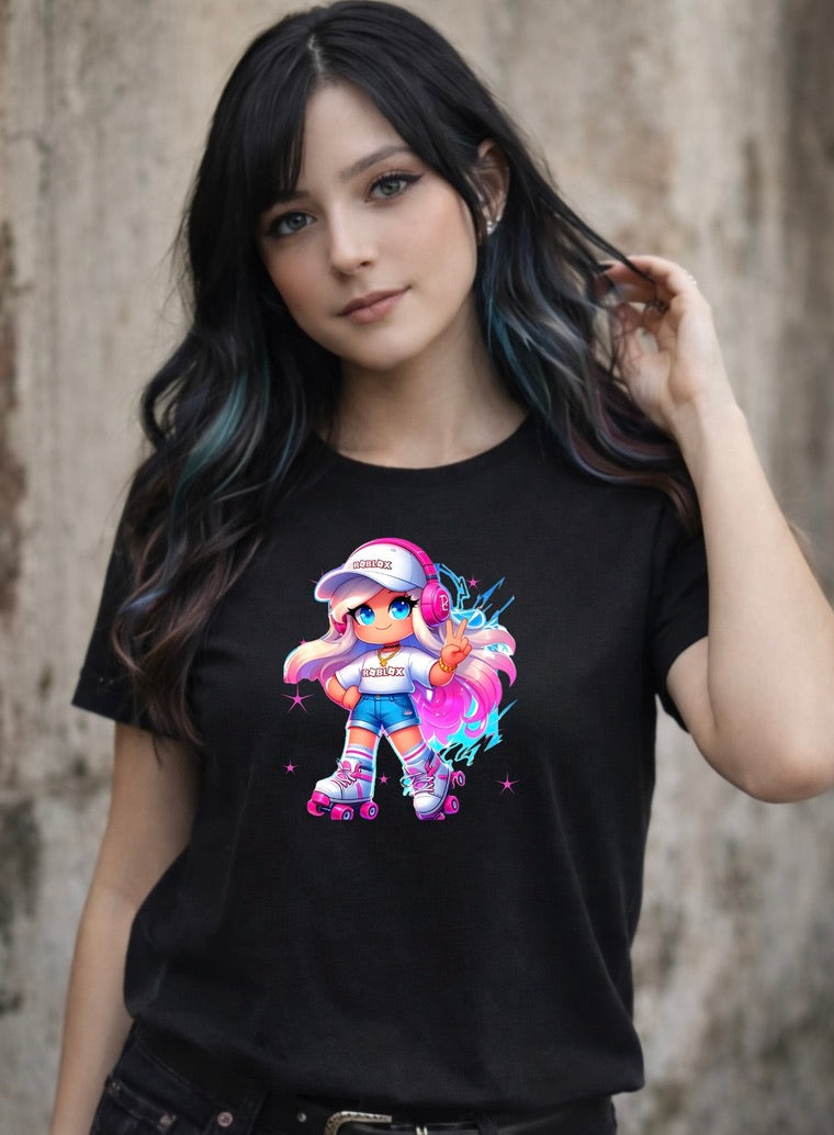 Cute Gamer Girl Graphic T-Shirt – Kawaii Chibi Gaming Tee | Colourful Anime Streetwear Shirt