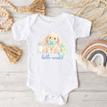 Blue Hello World Bunny Baby Bodysuit – Cute Newborn Announcement Outfit, Soft Neutral Baby Onesie