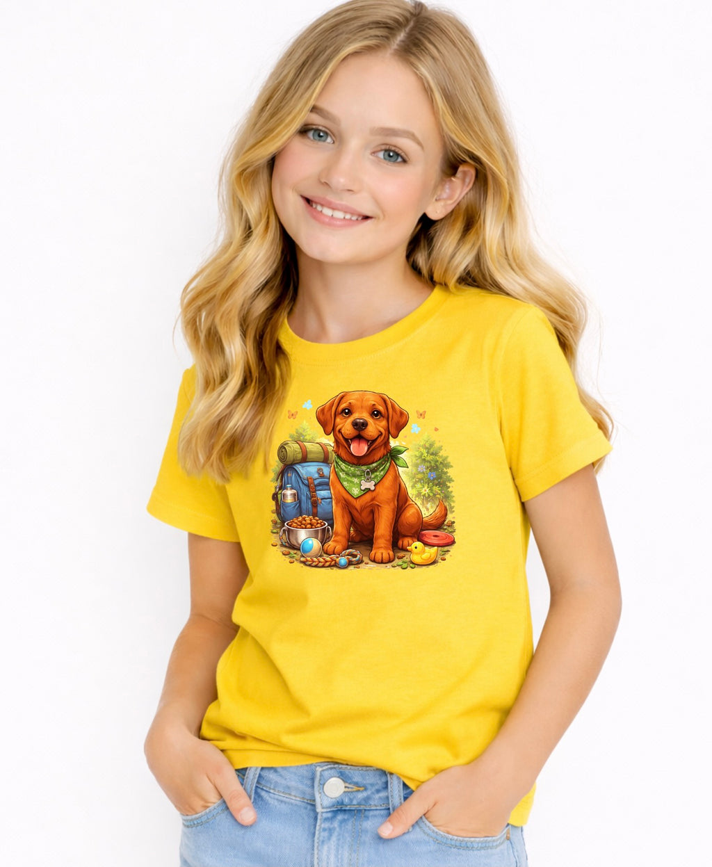 Red Fox Labrador Cute Puppy Dog Graphic Tee for Boys & Girls - Youth Dog Lover Shirt