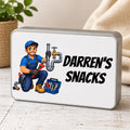 Personalised Plumber Snack Tin | Custom Plumber Lunch Tin | Personalised Snack Storage Tin | Plumber Gift | Tradesman Treat Box | Personalised Metal Tin