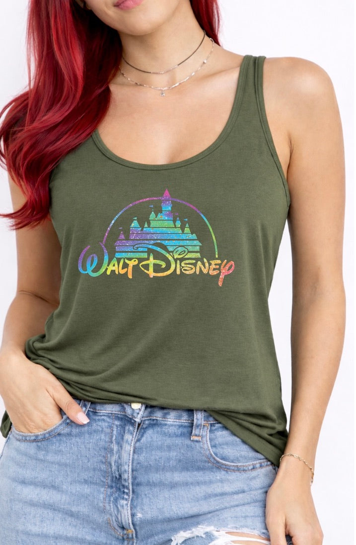 Rainbow Walt Disney Castle Disney Vest Top, Disney Tank Top Women, Disney World Outfit, Disney Holiday Shirt,
